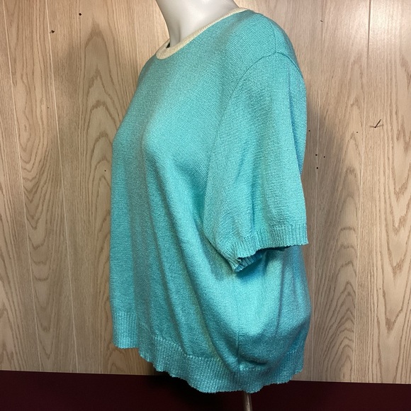 Vintage Sweater Set aqua and purple made by Miata Sport in USA womens size 16 - Picture 8 of 11
